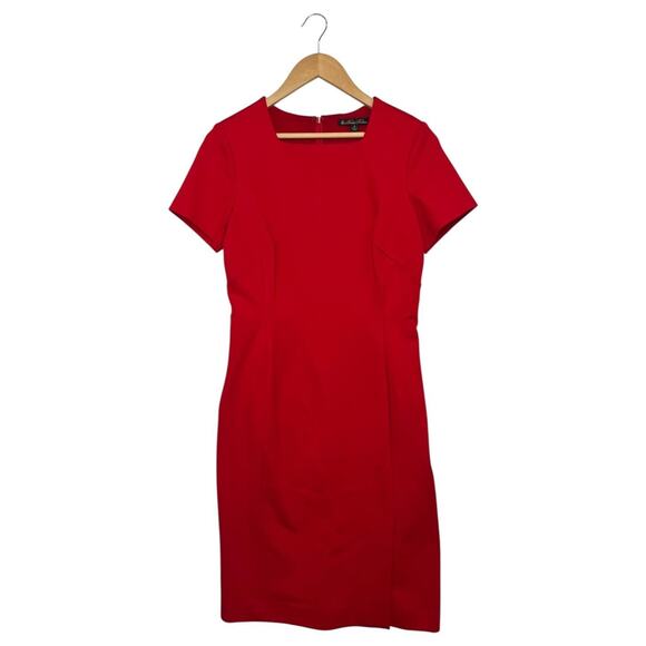 Brooks Brothers Sheath Dress Womens 8 Red Short Sleeve Classic Work Career - Picture 1 of 14